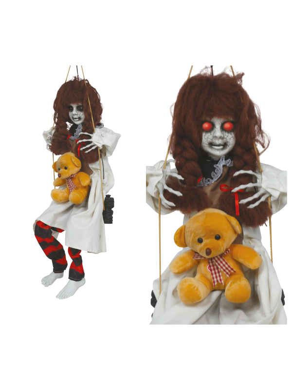 Automate fillette hantée sur balançoire Halloween – Lumière et son 90 cm