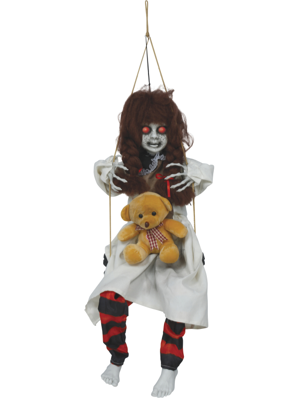 Automate fillette hantée sur balançoire Halloween – Lumière et son 90 cm
