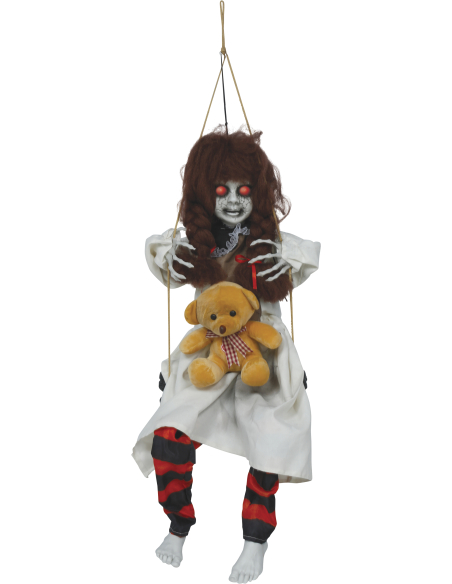 Automate fillette hantée sur balançoire Halloween – Lumière et son 90 cm