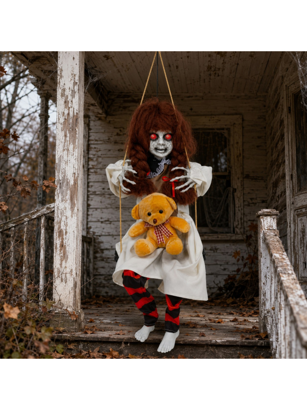 Automate fillette hantée sur balançoire Halloween – Lumière et son 90 cm