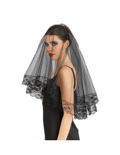 Kit dentelle Veuve Noire 3 pièces – Ombrelle, voile et gants noirs pour Halloween 2