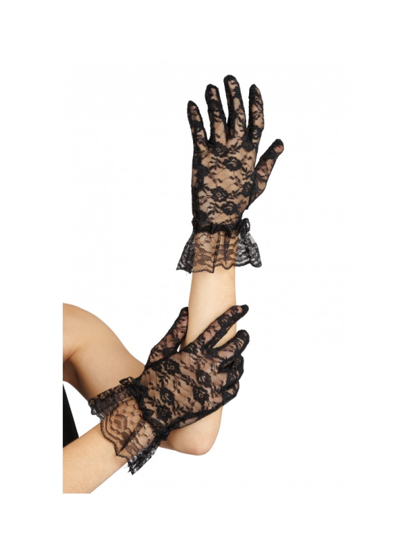 Kit dentelle Veuve Noire 3 pièces – Ombrelle, voile et gants noirs pour Halloween
