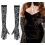 Gants longs en dentelle noire à fleurs 38 cm – Accessoire gothique Halloween femme