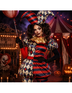 Déguisement Arlequin femme – Clown horreur Halloween