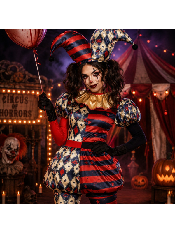 Déguisement Arlequin femme – Clown horreur Halloween