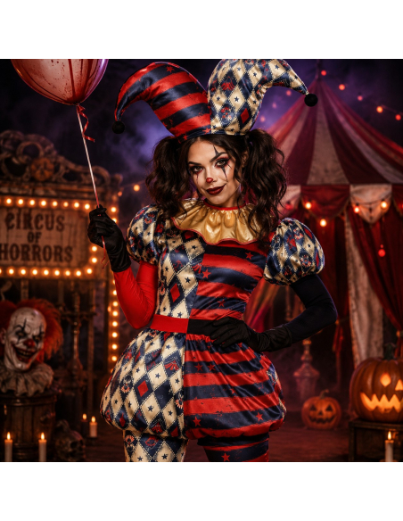 Déguisement Arlequin femme – Clown horreur Halloween