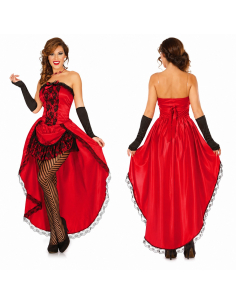 Déguisement Burlesque Rouge Femme – Robe Cabaret Charleston & Cancan