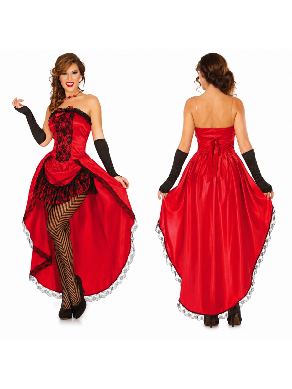 Déguisement Burlesque Rouge Femme – Robe Cabaret Charleston & Cancan