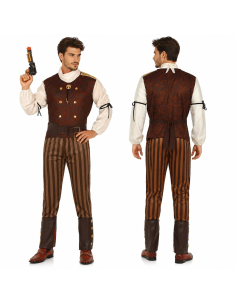 Déguisement Homme Steampunk – Costume rétro avec pantalon rayé 2