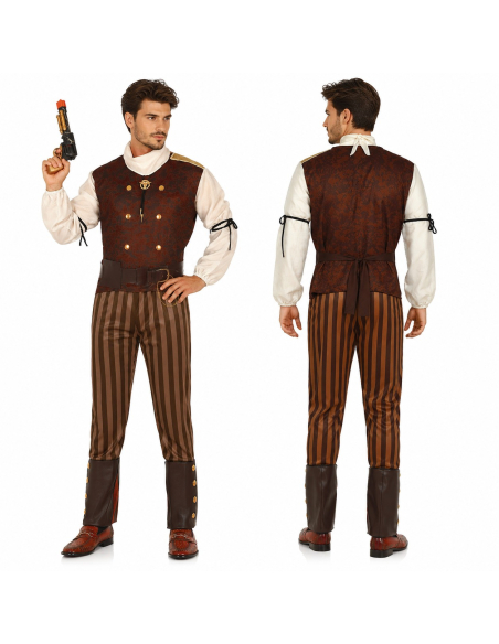 Déguisement Homme Steampunk – Costume rétro avec pantalon rayé