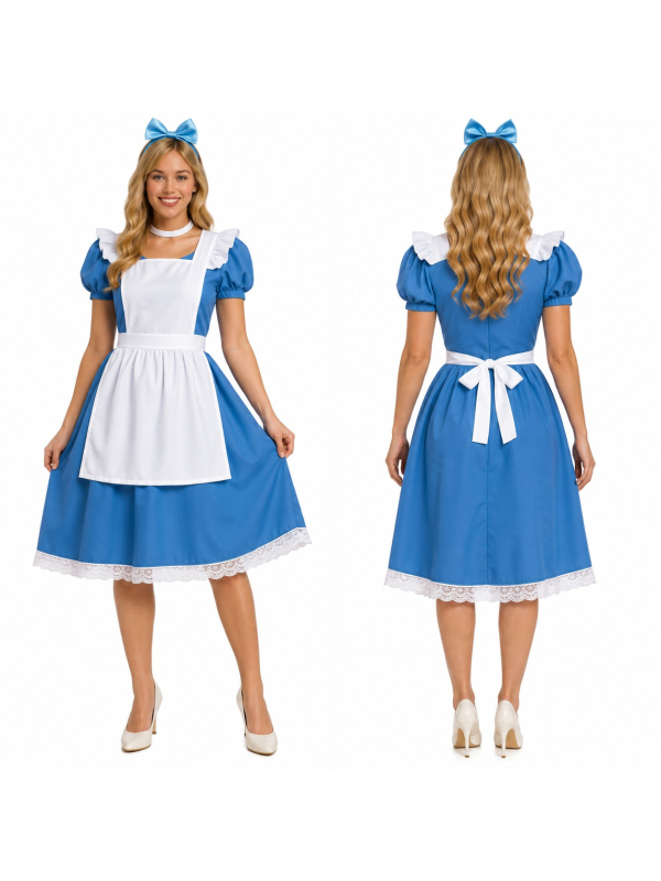 Déguisement Alice femme – Robe bleue avec tablier blanc