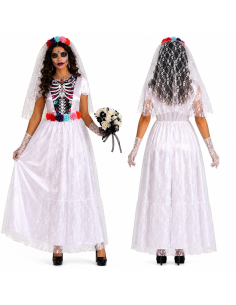 Déguisement Catrina Mariée Femme – Costume Dia de los Muertos Élégant pour Halloween