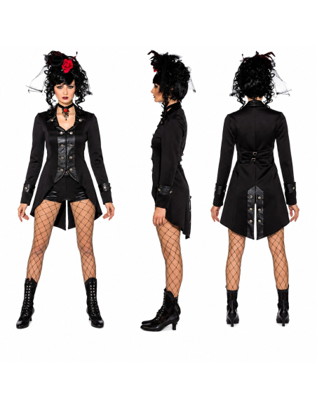 Veste Gothique Victorienne Femme – Redingote Noire Halloween & Steampunk