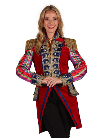 Veste de Spectacle Haut de Gamme Femme – Style Maître de Cérémonie Rouge & Or