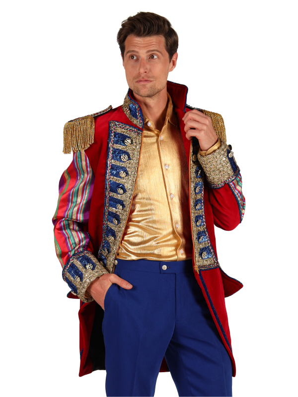 Veste de Spectacle Haut de Gamme Homme – Style Maître de Cérémonie Rouge & Or