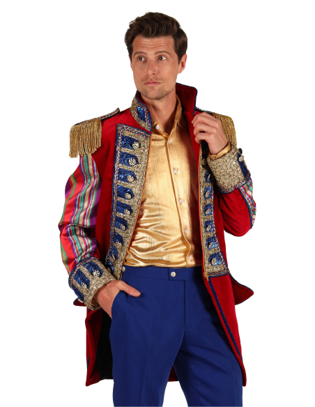 Veste de Spectacle Haut de Gamme Homme – Style Maître de Cérémonie Rouge & Or