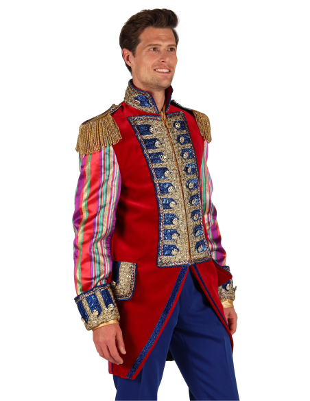 Veste de Spectacle Haut de Gamme Homme – Style Maître de Cérémonie Rouge & Or