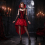 Robe Cabaret Gothique Rouge Femme – Costume Burlesque Vampiresse 3 Pièces