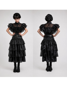 Robe de bal noire Mercredi Addams™ enfant – Wednesday© officielle avec ceinture 2
