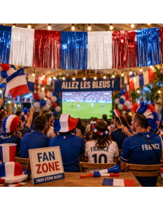 Guirlande à Franges Brillantes Supporter France 3 m x 30 cm – Décoration Bleu Blanc Rouge