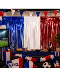 Guirlande à Franges Brillantes Supporter France 275 x 75 cm – Rideau Décoratif Bleu Blanc Rouge