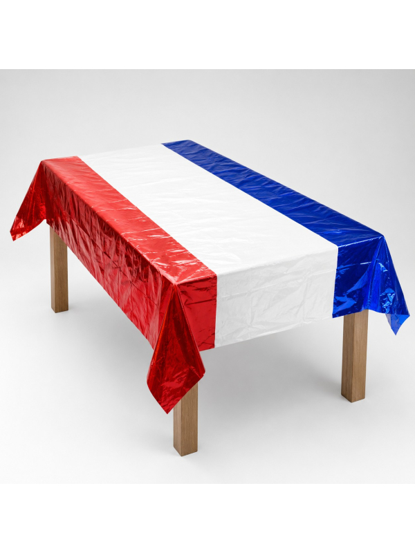 Nappe Brillante Supporter France 100 x 263 cm – Décoration Bleu Blanc Rouge Métallisée