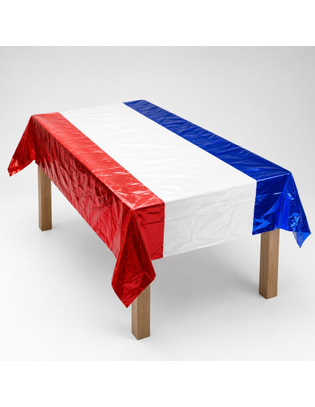 Nappe Brillante Supporter France 100 x 263 cm – Décoration Bleu Blanc Rouge Métallisée