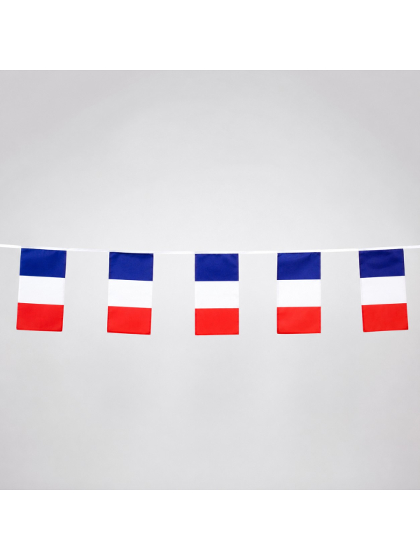 Guirlande 5 m de 10 Drapeaux France – Décoration Tricolore Supporter et 14 Juillet