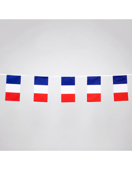 Guirlande 5 m de 10 Drapeaux France – Décoration Tricolore Supporter et 14 Juillet