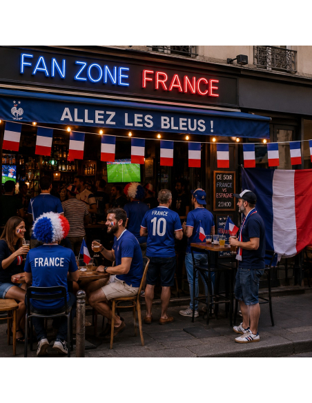 Guirlande 5 m de 10 Drapeaux France – Décoration Tricolore Supporter et 14 Juillet