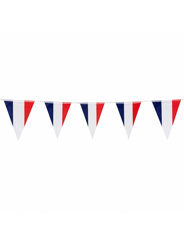 Guirlande 10 m de 20 Drapeaux Triangle France – Décoration Tricolore Supporters et 14 Juillet
