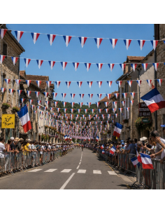 Guirlande 10 m de 20 Drapeaux Triangle France – Décoration Tricolore Supporters et 14 Juillet 2