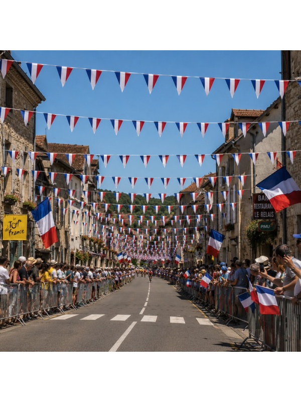 Guirlande 10 m de 20 Drapeaux Triangle France – Décoration Tricolore Supporters et 14 Juillet