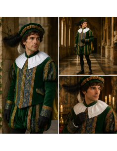 Costume Gentilhomme Renaissance Luxe rouge 2