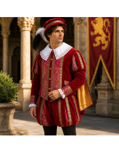 Costume Gentilhomme Renaissance Luxe rouge