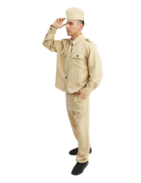 Déguisement Militaire D-Day Homme Beige – Costume Soldat Années 40