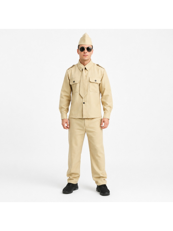 Déguisement Militaire D-Day Homme Beige – Costume Soldat Années 40