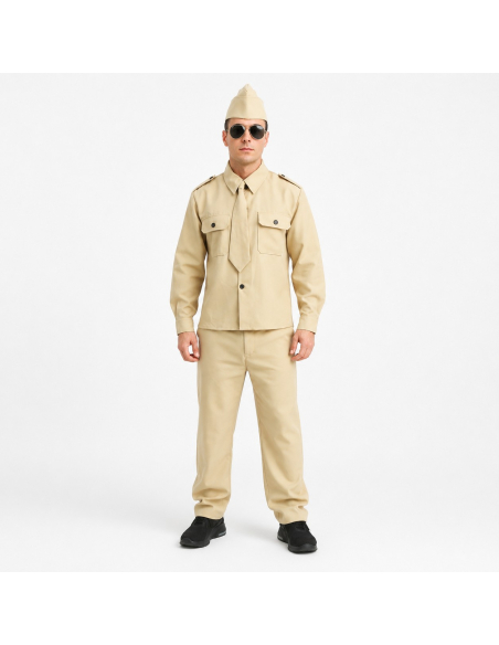 Déguisement Militaire D-Day Homme Beige – Costume Soldat Années 40