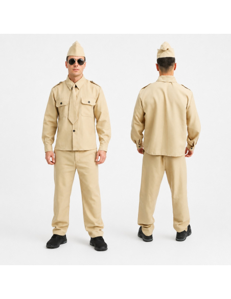 Déguisement Militaire D-Day Homme Beige – Costume Soldat Années 40