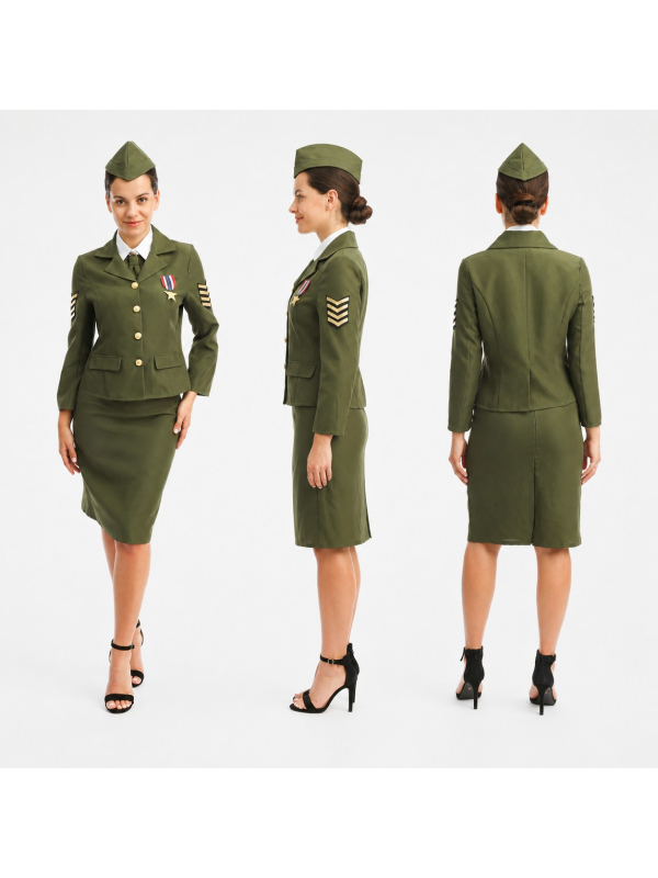 Déguisement Militaire D-Day Femme Vert – Costume Années 40