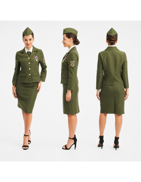 Déguisement Militaire D-Day Femme Vert – Costume Années 40