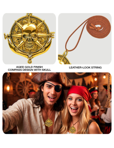 Collier avec médaillon Tête de Mort Pirate 2