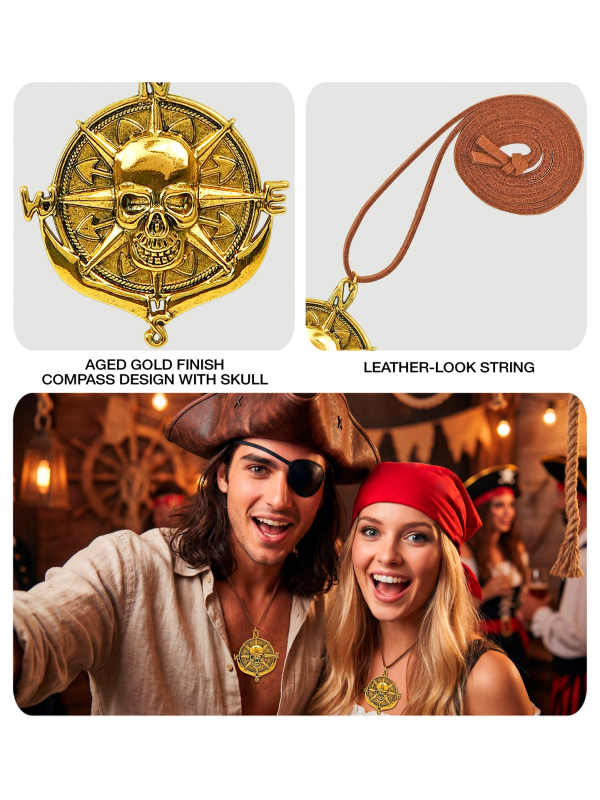 Collier avec médaillon Tête de Mort Pirate