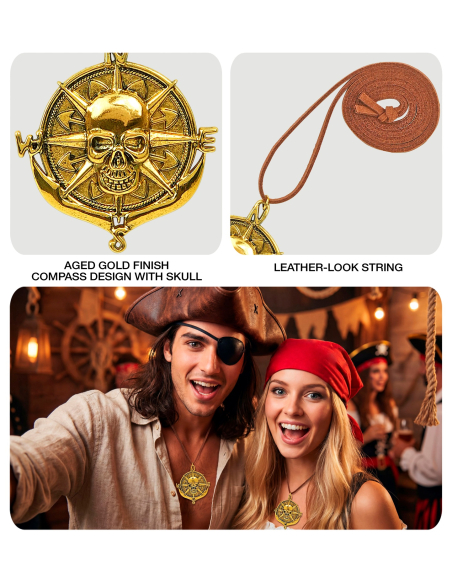 Collier avec médaillon Tête de Mort Pirate
