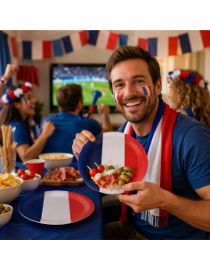 8 Assiettes Bleu Blanc Rouge en Carton – Supporter France 2