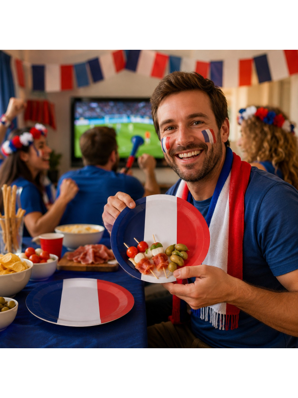 8 Assiettes Bleu Blanc Rouge en Carton – Supporter France