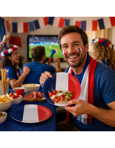 8 Assiettes Bleu Blanc Rouge en Carton – Supporter France