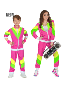 Déguisement années 80 enfant rose et vert néon – Veste et pantalon