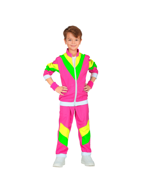 Déguisement années 80 enfant rose et vert néon – Veste et pantalon