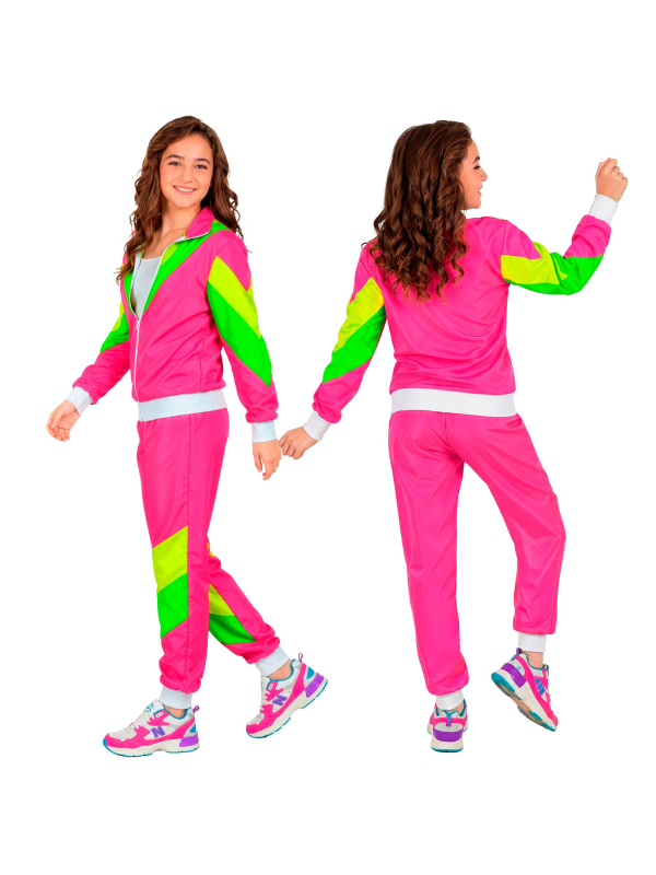 Déguisement années 80 enfant rose et vert néon – Veste et pantalon